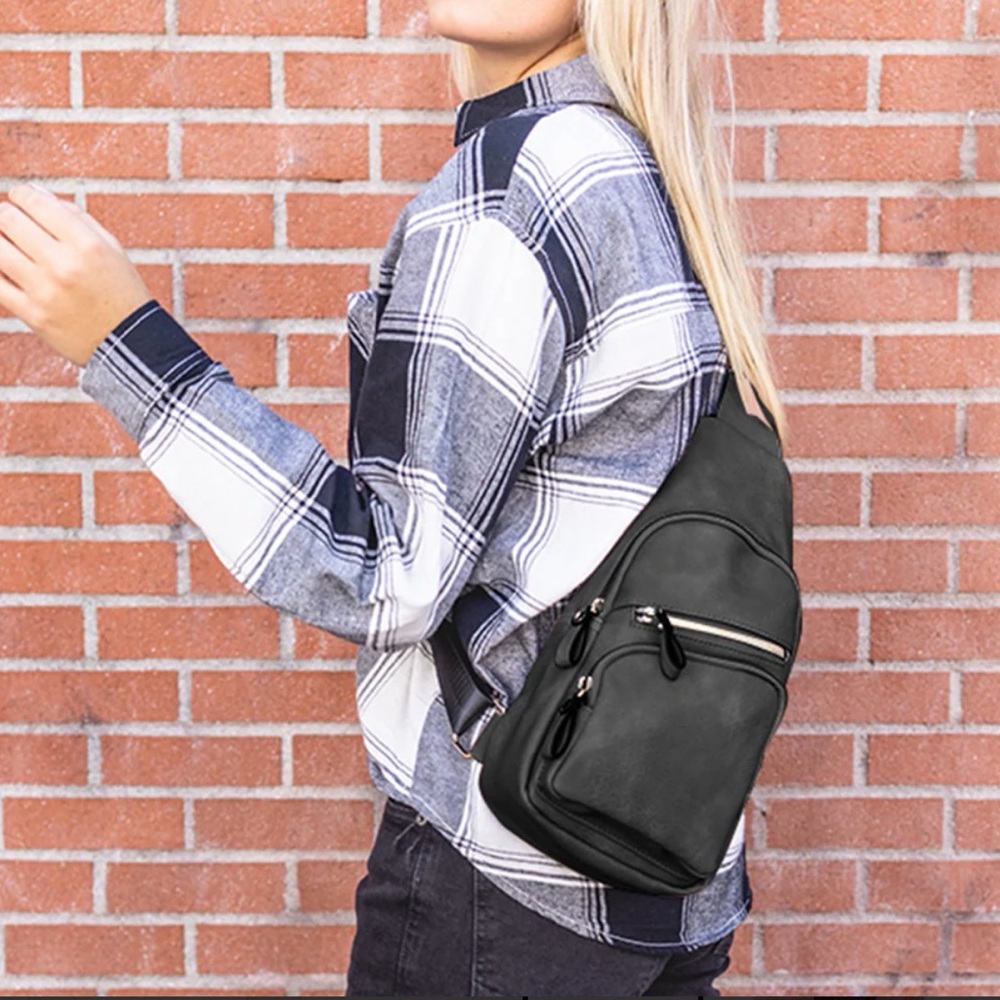 Everyday Black Sling Backpack for Women - Compact Crossbody Carry